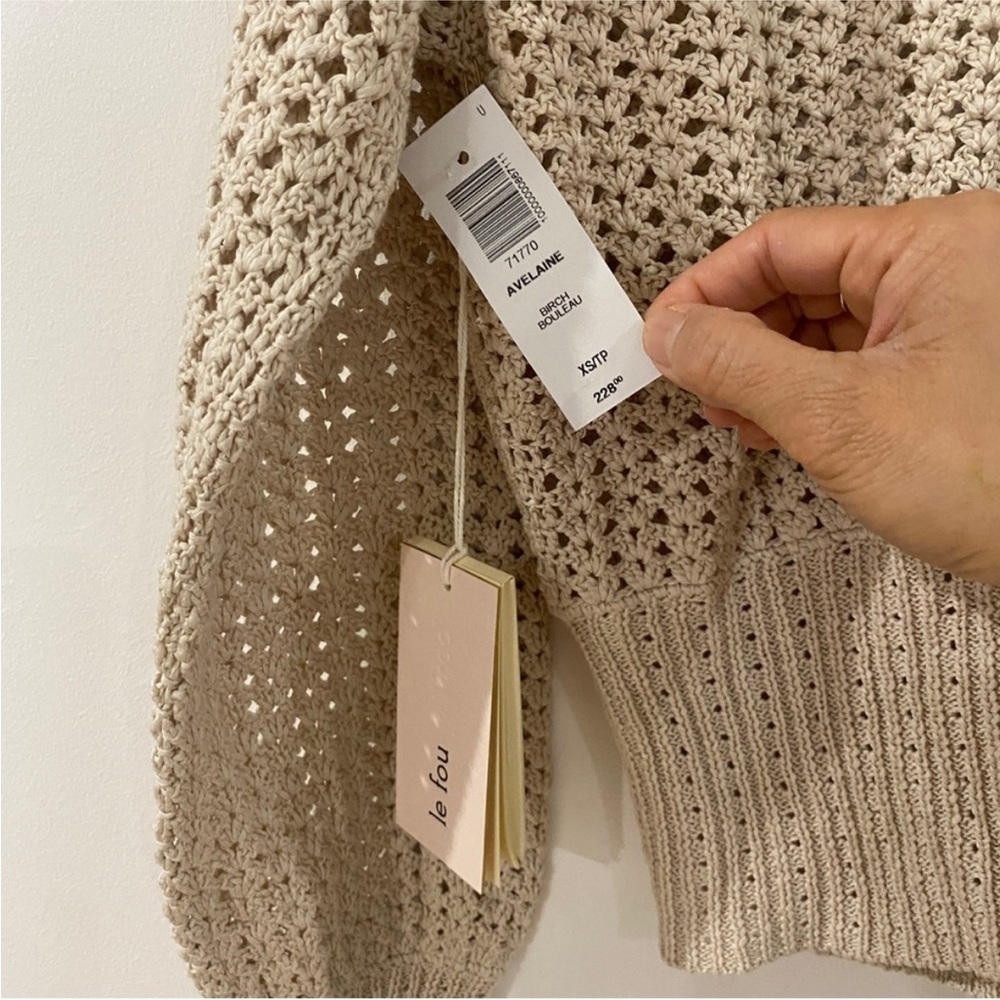 Aritzia Wilfred Le Frou 100% cotton Open knit Cardigan NEW - Picture 12 of 12